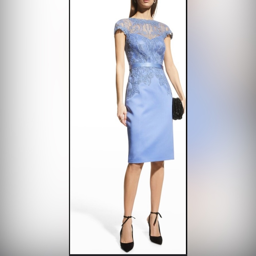 Tadashi Shoji Corded Lace Cap-Sleeve Cocktail Dress